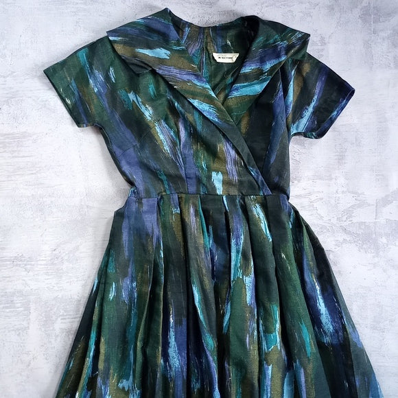 RARE Vintage 1950-60s Make Mine Mckettrick Dress Green/Blue