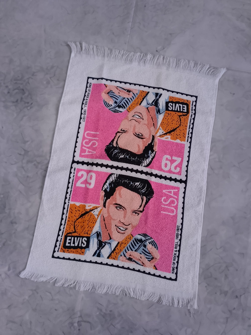 Vintage 1993 Elvis Presley Stamp Design Dishtowel NWOT USA Made