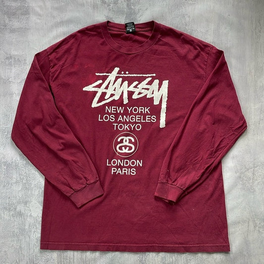 STUSSY New York Los Los Angeles Tokyo Cities Graphic Long-sleeve Shirt