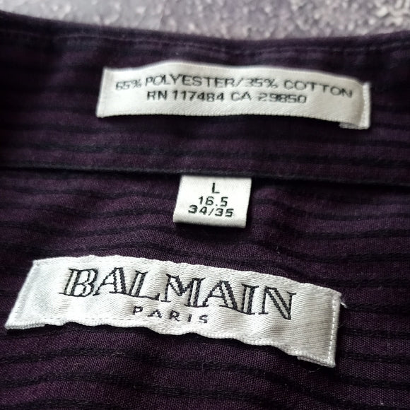 BALMAIN PARIS Purple/Black Button-Up Shirt