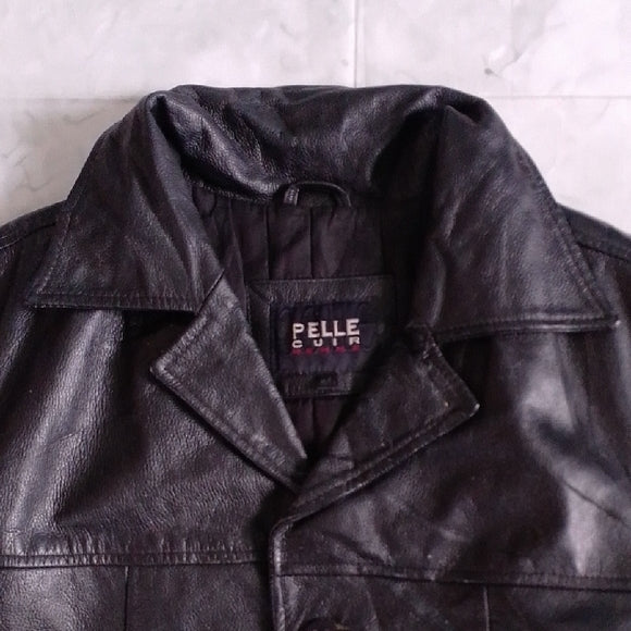 Vintage 90s Leather Winter Jacket Heavy Duty PELLE CUIR HOMME