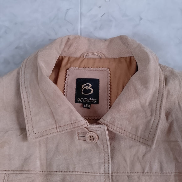 BC Clothing Cream Suede Button-Front Jacket