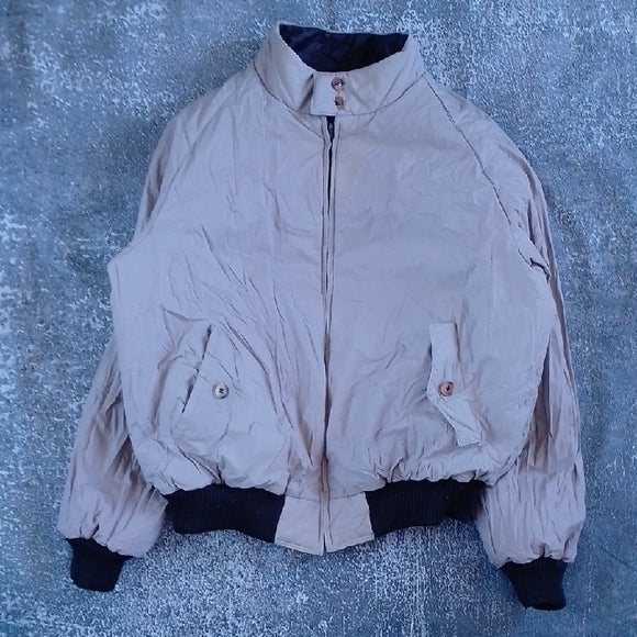 Vintage 80s Leather Bomber Jacket Reversible Made In Hong Kong