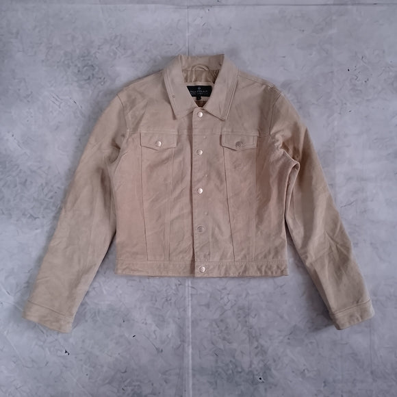 Women’s Beige Suede Trucker Jacket - NAF NAF