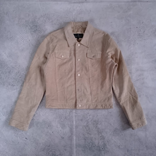 Women’s Beige Suede Trucker Jacket - NAF NAF