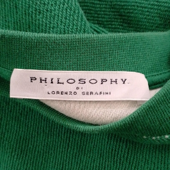Philosophy EST 1984 Green and White Crewneck Sweater TEAR AWAY G.E.M.
