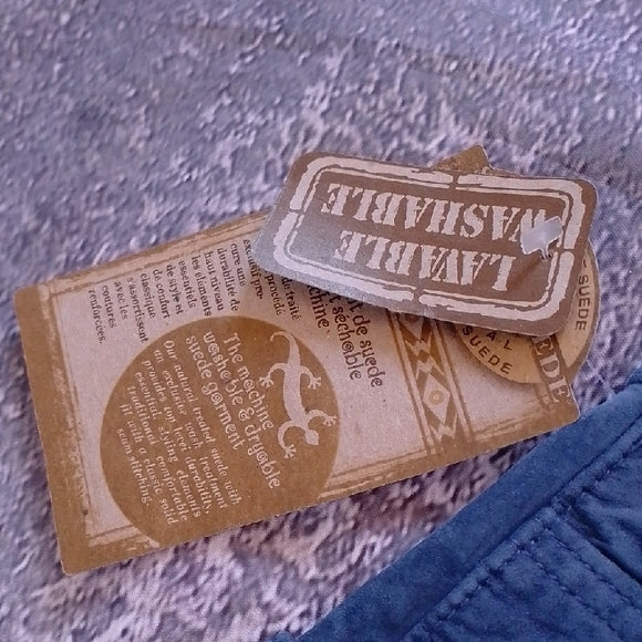 Vintage 90s SKOTTS SUEDE Vibrant BLUE LEATHER Pants WASHABLE