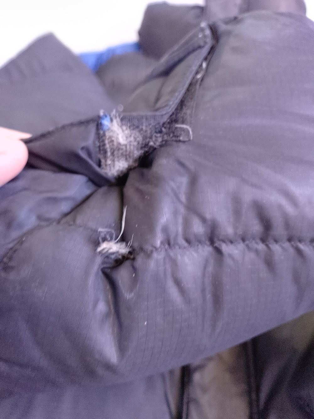 Vintage Columbia Down Black Puffer Jacket with Blue Shoulder Accents