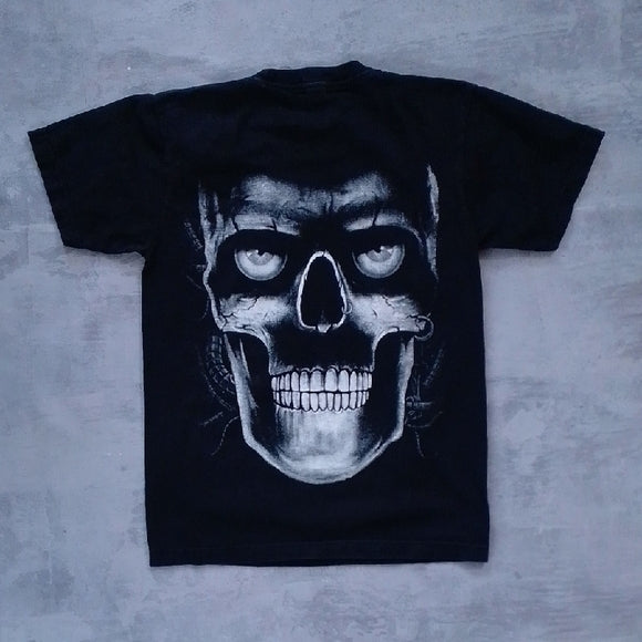 Vintage Men's Black Skull Graphic T-Shirt PAO