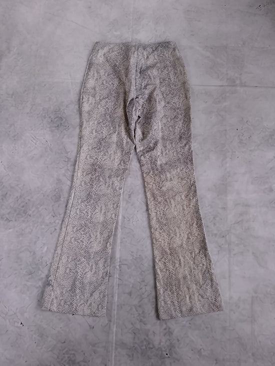 Vintage 90s Printed Flare Pants - Neutral Faux Snake Print CHADO SPICE GIRLS