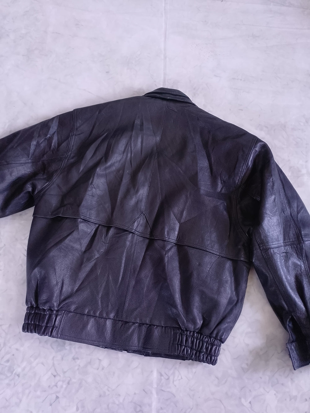 Vintage Men's Black Leather Bomber Jacket