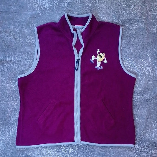 Vintage 90s M&M's OH NUTS PROMO Maroon Fleece Vest with Embroidery UNISEX