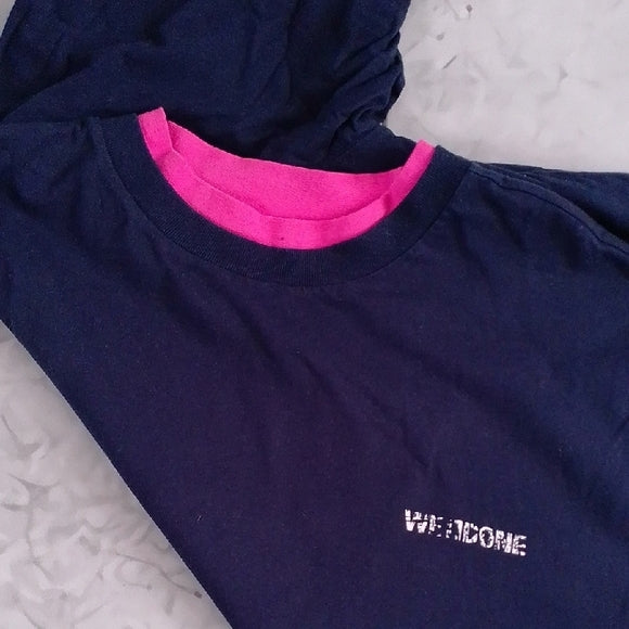 WE11DONE Navy And Pink Reversible Gig T-shirt