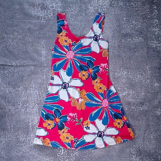 Vintage 90s Floral Sleeveless Dress in Pink and Blue