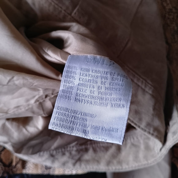 Women’s Beige Suede Trucker Jacket - NAF NAF