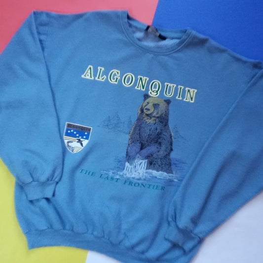 Vintage 90s Algonquin The Last Frontier Bear Graphic Crewneck Sweater SEARS