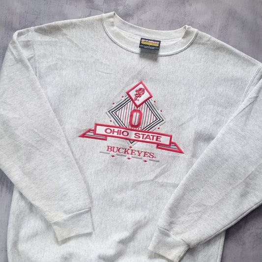 Vintage 90s Ohio State Embroidered Buckeyes Crewneck Sweater