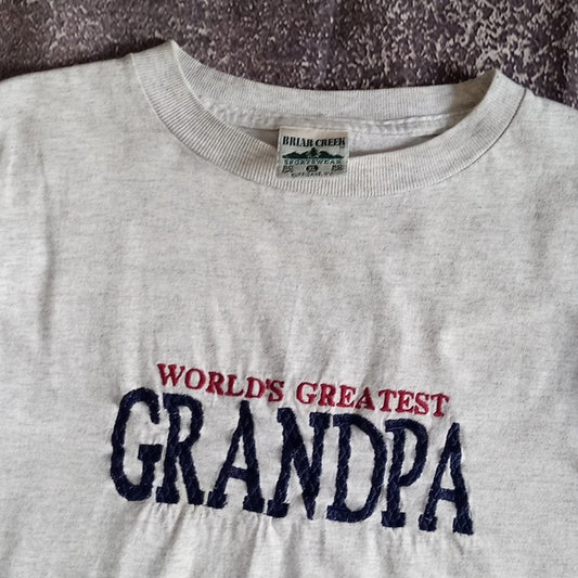 Vintage 90s Emborodred Worlds Greatest Grandpa T-Shirt