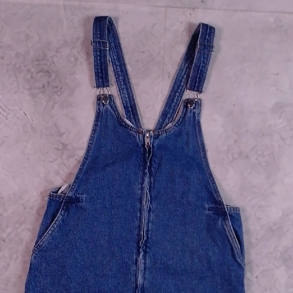 Zarra Denim Overall Dress with Frayed Hem