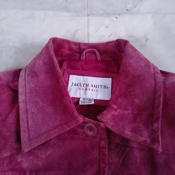 Jaclyn Smith Women’s Suede Button-Up Jacket - Berry Pink