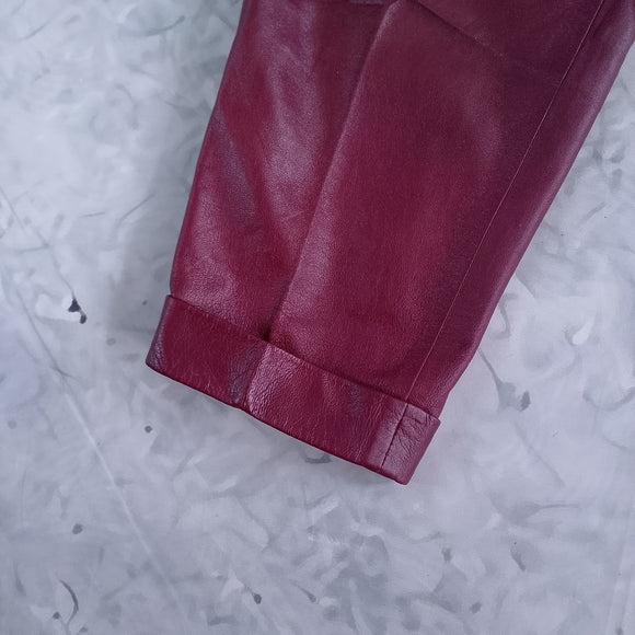 Vintage 90s NANCY HELLER Burgundy Leather Pants