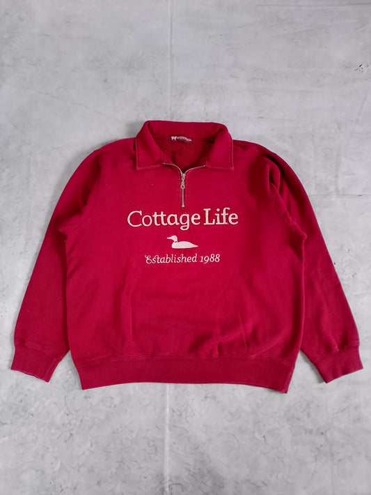 Vintage Cottage Life Loon Red Sweater
