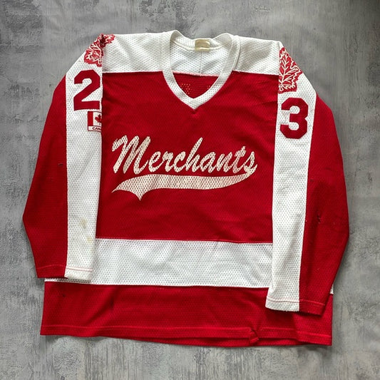 Vintage MERCHANTS With Red Leafs #23 Hall Bros Hockey Jersey