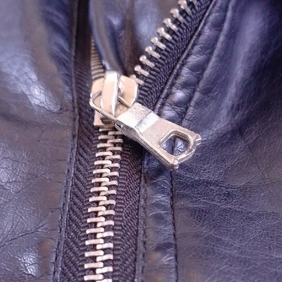 Biker Style Black Faux Leather Jacket