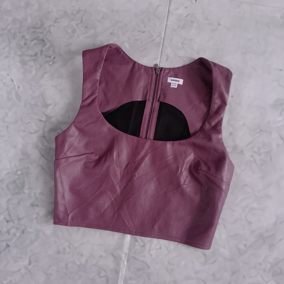 GARAGE Faux Leather Purple Crop Top