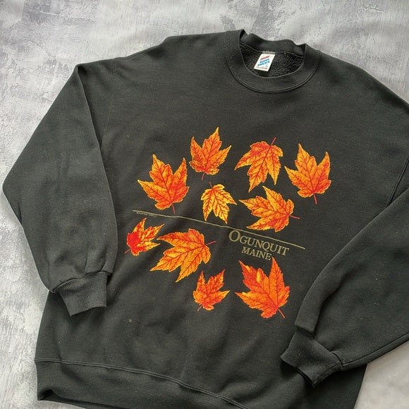 Vintage Ogunquit Maine Falling Leaves Crewneck Sweater