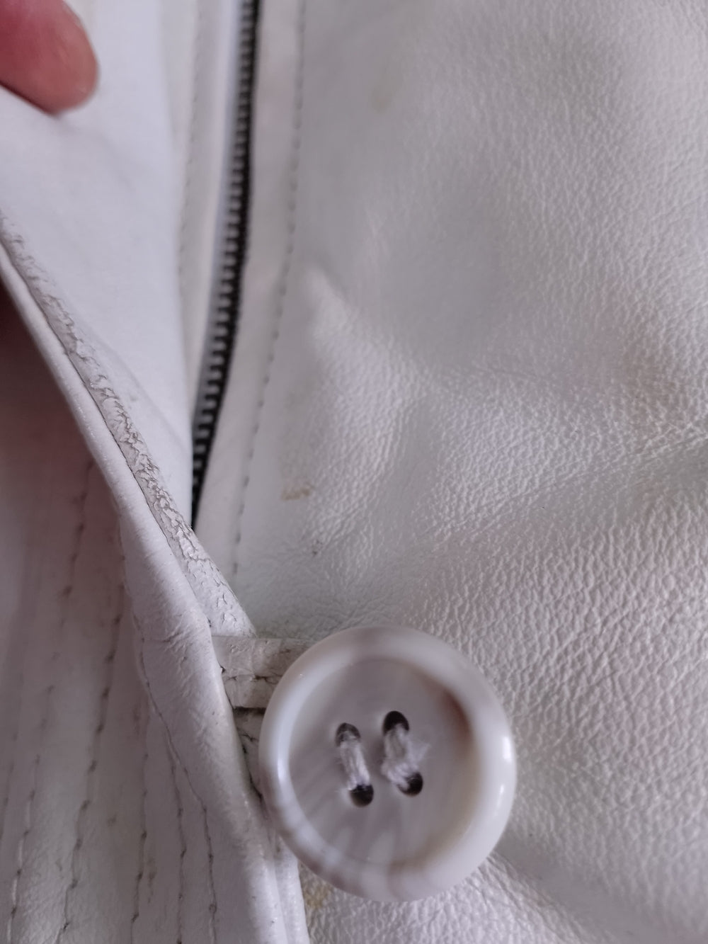 Danier White Leather Jacket with Faux Fur Trim