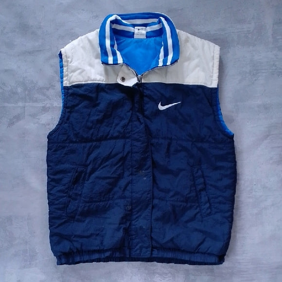 Vintage 90s NIKE Navy and White Sleeveless Vest Jacket