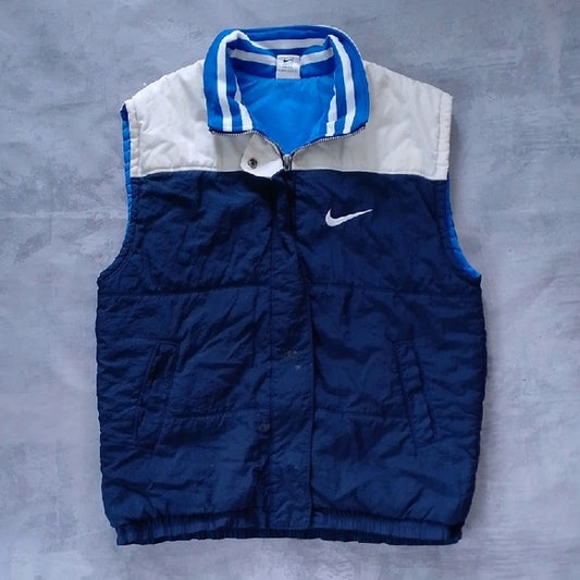 Vintage 90s NIKE Navy and White Sleeveless Vest Jacket