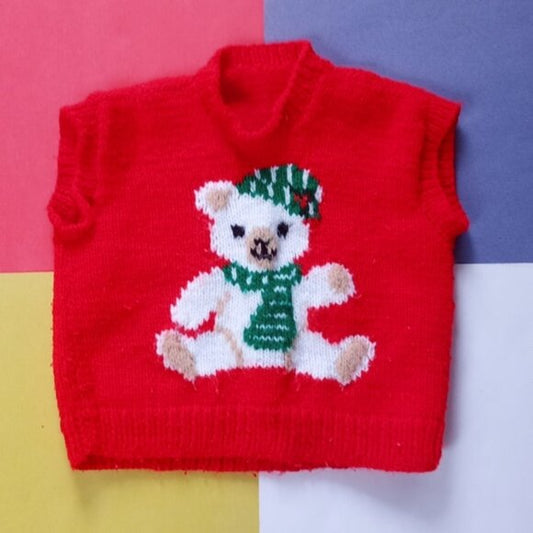 Vintage Handmade Christmas Teddybear Sweater Vest