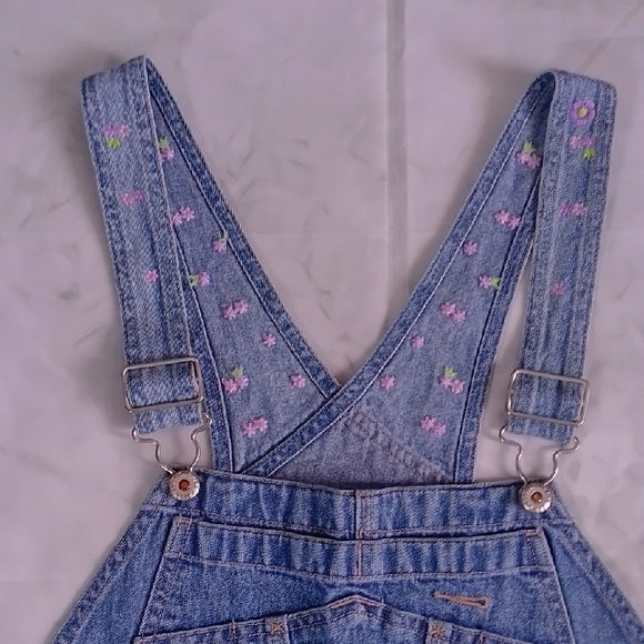GAP Floral Embroidered Denim Overalls Workwear