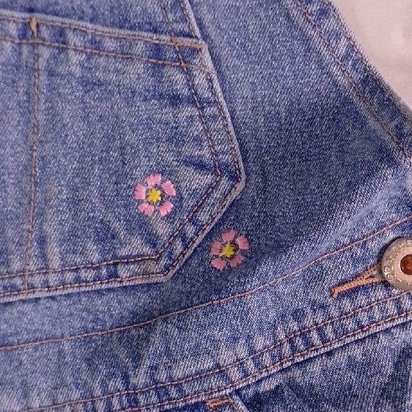 GAP Floral Embroidered Denim Overalls Workwear