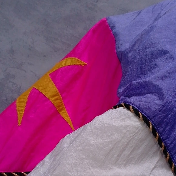 Vintage 90s Sun Style Yellow Pink Purple Colour Block