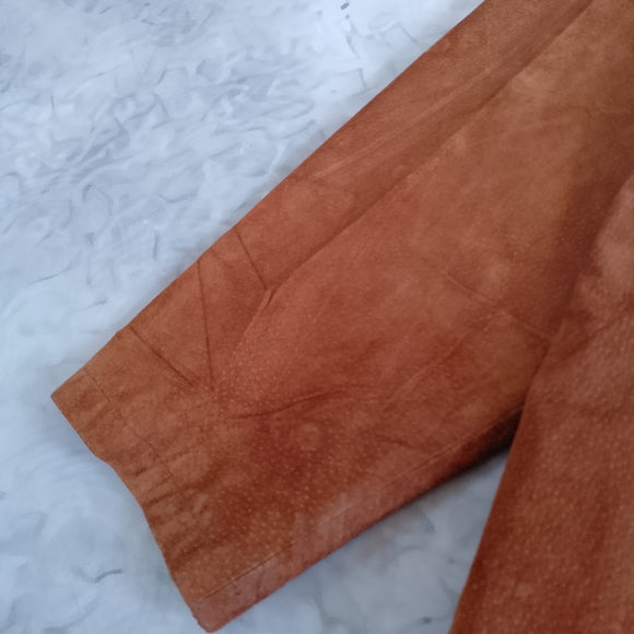 BRITCHES Men's Leather Suede Button-Front Jacket in Rust