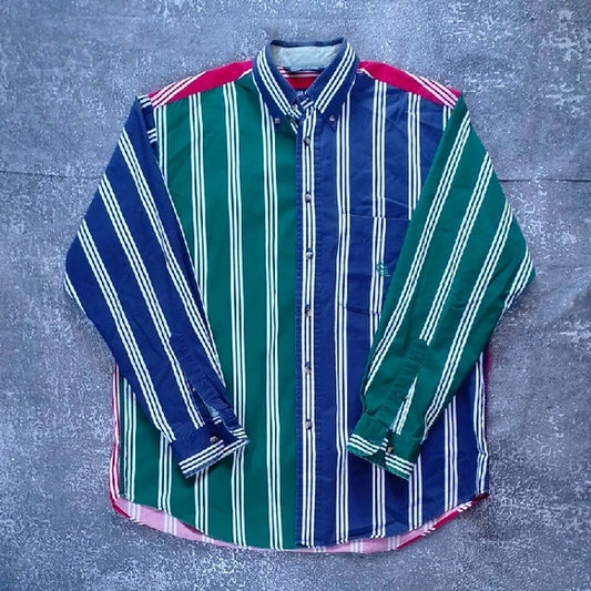 VINTAGE 90s MULTICOLOR STRIPED NAUTICA BUTTON UP Colorblock