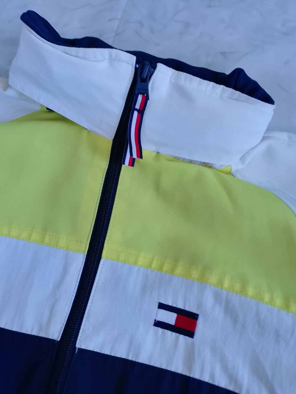 Tommy Hilfiger Men’s Colorblock Windbreaker Jacket - Navy, White & Lime