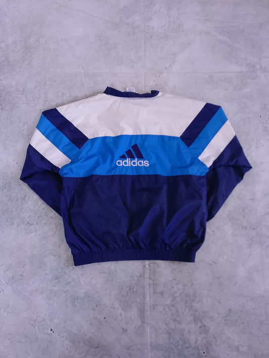 Adidas Vintage 90s Colorblock Windbreaker Jacket - Blue/White Kids