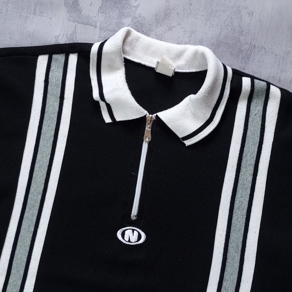 Vintage 90s Striped Polo Quarter Zip Shirt NEXT  UNISEX