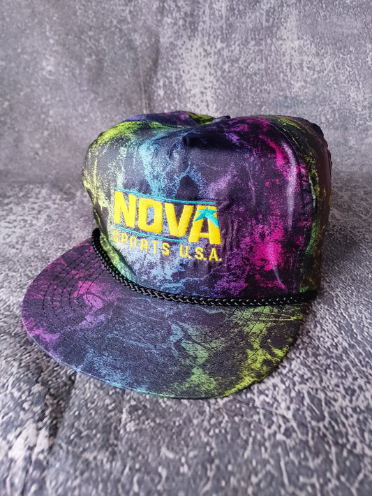 Vintage 90s NOVA SPORTS USA Tie-Dye Snapback