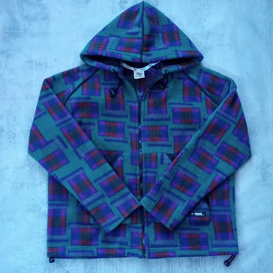 VINTAGE 90s Yukon Fleece Funky Pattern Zip-Up Sweater Jacket