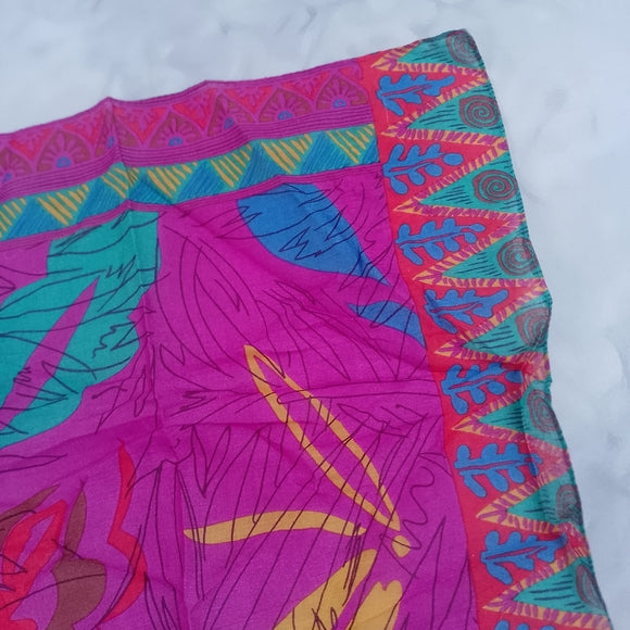 Vintage Liz Claiborne Floral Scarf – Purple Funky Retro Design – 22”