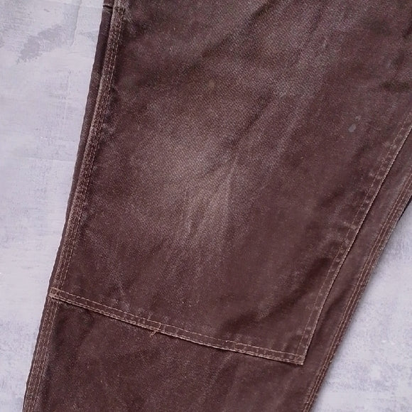 VINTAGE 90s TOUGH DUCK Double Knee Brown Denim Overalls UNISEX WIDE BAGGY