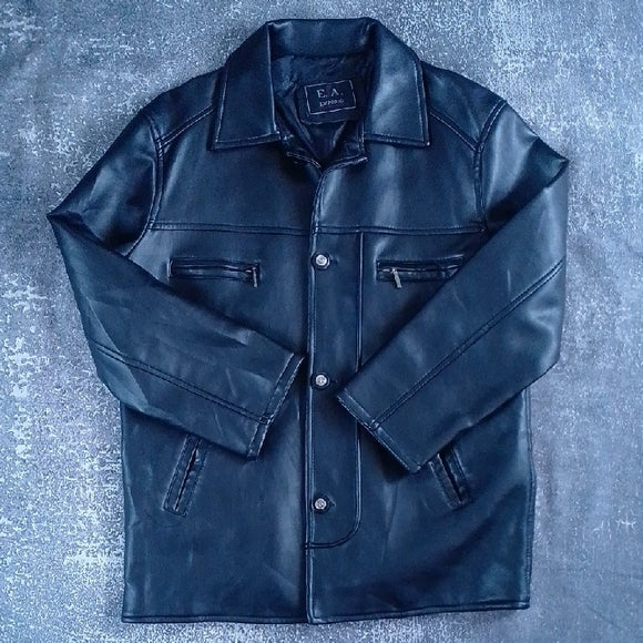 Vintage Classic Style Black Leather Jacket