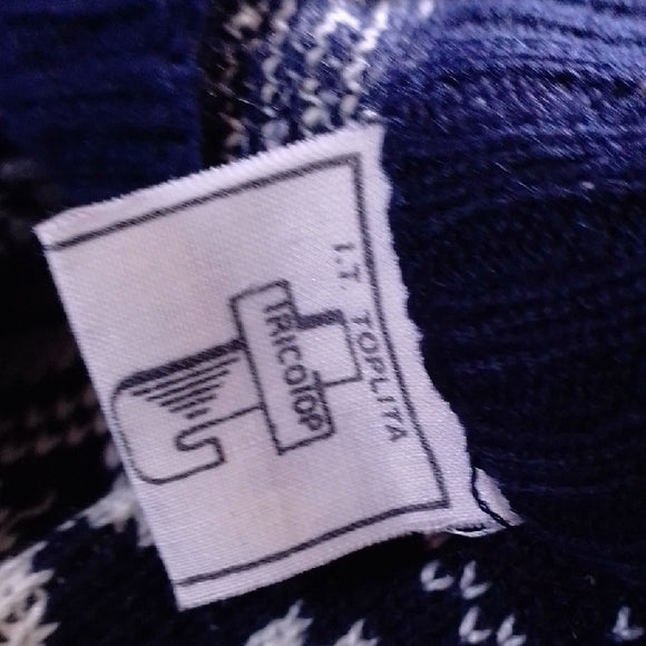 VINTAGE 90s NORTIC  STYLE Navy Blue Patterned Sweater