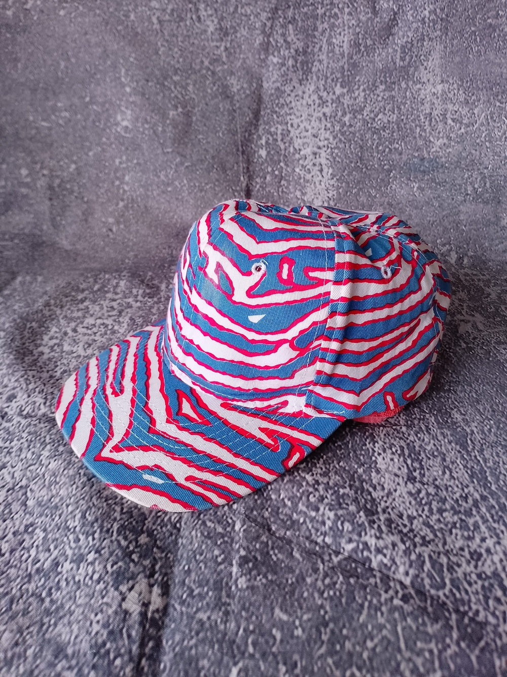 Vintage RED/Blue Zebra Print snap-back Hat
