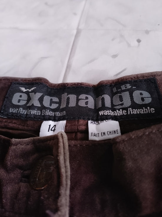 Y2K EXCHANGE Brown Suede Wide-Leg Pants
